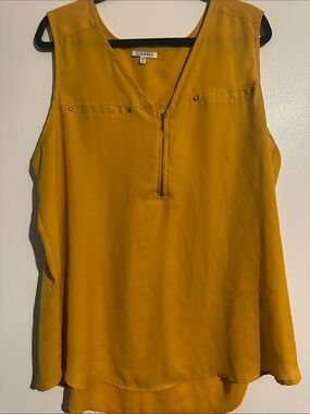 Sleeveless Zip-Front Blouse in Mustard